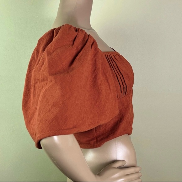 NEW JONATHAN SIMKHAI PUFF SLEEVE CROP TOP - Picture 6 of 9